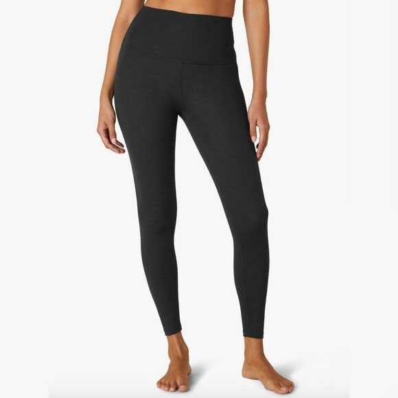 Beyond Yoga Heather Rib Waisted Midi Legging Black #HR3243 7/8 Length Size M - Picture 1 of 9